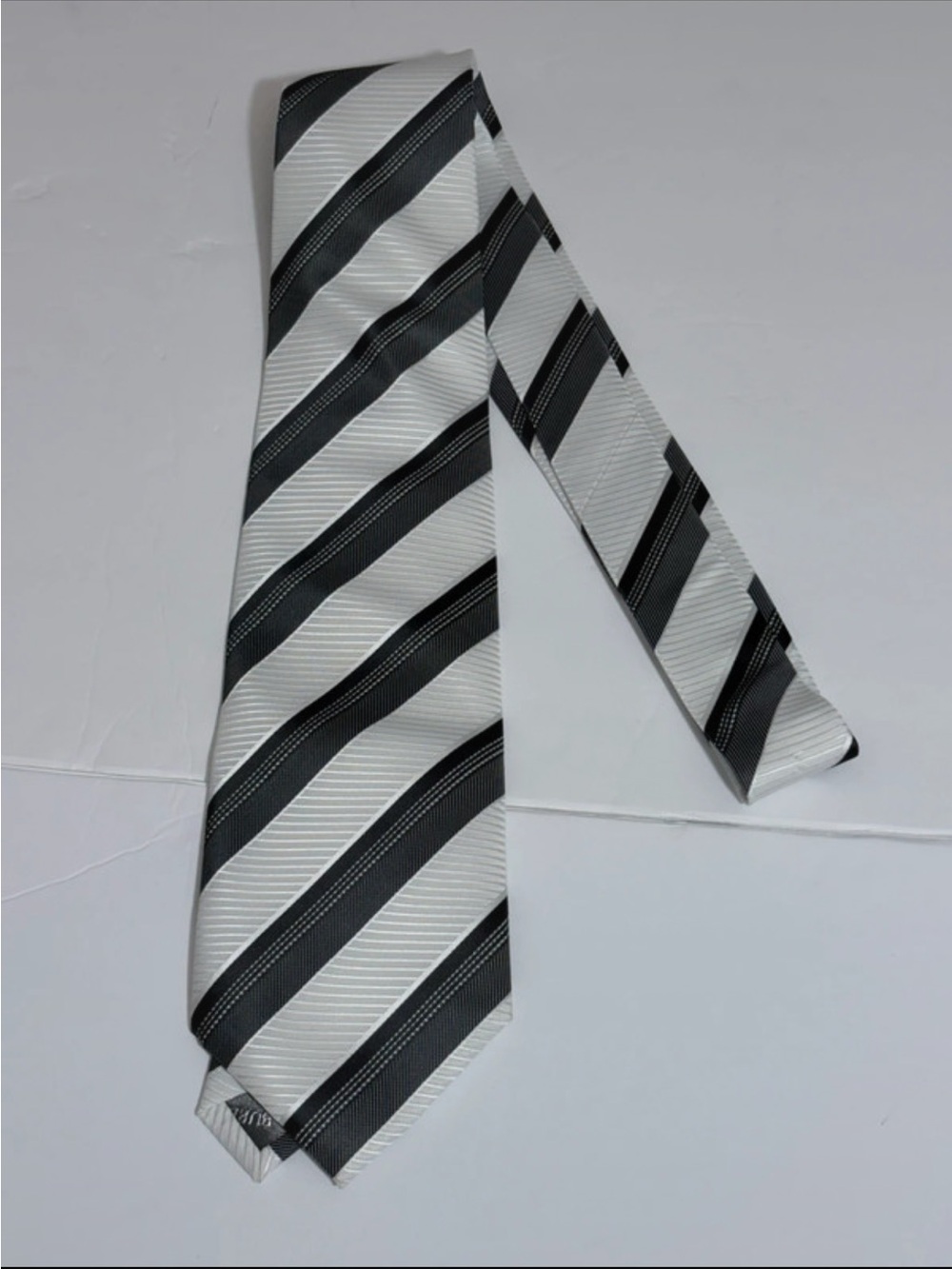 Burberry Black and White Diagonal Stripe Men's Tie